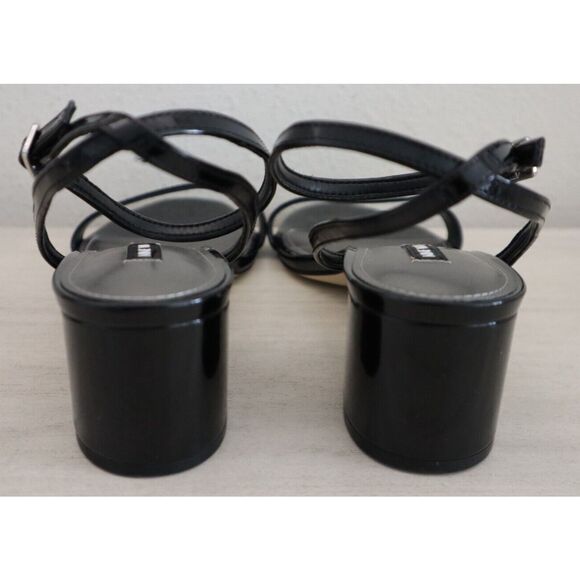 Nine West Women's Sz 10M Black PU Leather Allora Block Heel Sandals - Picture 2 of 7